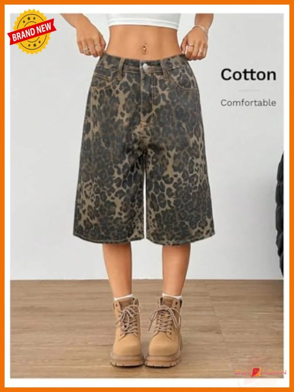 Low Rise Baggy Wide Leg Cargo Bermuda Shorts with Pockets